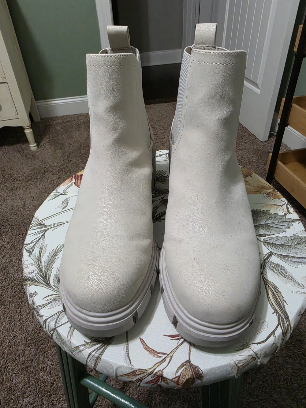 MIA Cream Platform Chelsea Ankle Boots
